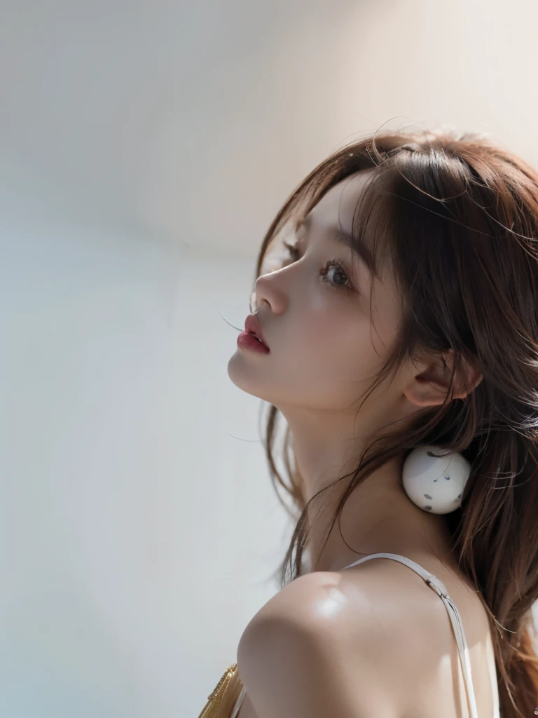 ((((best quality))))、(((Ultra-precision CG16K wallpaper)))、(((걸작)))、(((very detailed before the point of view)))、(((Super Extreme Detail)))、１ people&#39; women、 mature woman、24 year old female、((Japanese face))、((with a very beautiful face))、((My Shiraishi:1.5))、((Semi long hair:1.3、 blunt bangs ))、(shiny brown hair)、beautiful delicate eyes、 brown eyes、Raised an eyebrow、high nose、small nostrils、small mouth、 seductive lips 、beautiful boobs、(( A woman with c cup size breasts ))、split、 White micro mini panties that show off her plump body 、((A slim body type))、 Perfect Ratio 、perfect anatomy for 2 genitals、perfect configuration、Beautiful detail shading、Beautiful natural lighting、 Beautiful Detailed Light 、 Recorded Depth of Boundary 、((( High Saturation)))、(((really:1.9)))、((vivid:1.5))、((edge:1.6))、((Beautiful skin))、((Skin texture))、((reallyな皮膚感))、(((cowboy shot、femur:1.5)))、((Overhead view:1.8))、((Open mouth and surprised face:1.4))、(eyes looking at me:1.5)、Weekly bedroom、Bright sunshine、Natural light、((( lying on your back on the bed :1.6)))、(supine position:1.5)、(((Open front shirt_ white clothes、panties_ white clothes:1.6)))、(( earrings、Wearing a necklace:1.3))、