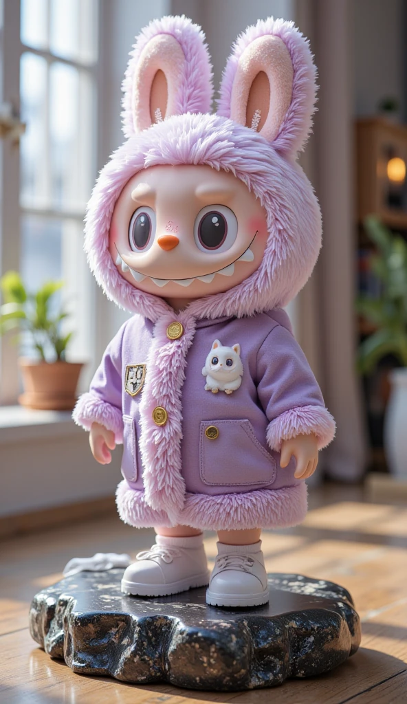 High resolution, masterpiece, In the whole body frame、Full body standing、Japanese、Ultra-short stature、Slender Grandfather、A soothing and charming face、Many wrinkles on the face、Small lens round rimmed glasses、smile、Cleanliness、Black Hair、Blushing, Dressed in a pig costume、Background room、Low table
