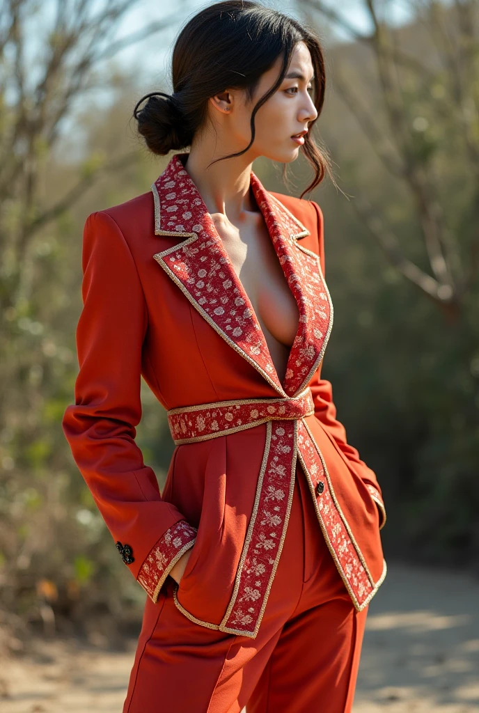 Beautiful woman in intricate Retro Vintage Glam Outfit