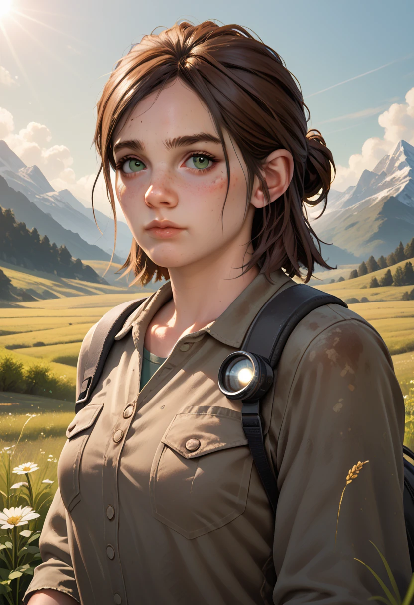 modelshoot style, (extremely detailed CG unity 8k wallpaper), full shot body photo of the most beautiful artwork in the world, beautiful woman, (((Ellie Williams cosplay from the game The Last Of Us))), looking at viewer, professional majestic oil painting by Ed Blinkey, Atey Ghailan, Studio Ghibli, by Jeremy Mann, Greg Manchess, Antonio Moro, trending on ArtStation, trending on CGSociety, Intricate, High Detail, Sharp focus, dramatic, photorealistic painting art by midjourney and greg rutkowski