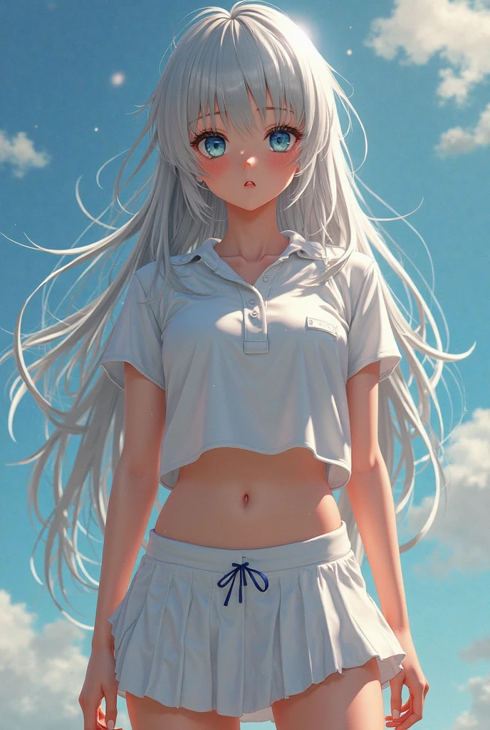 Menino anime afeminado com uma camisa azul e shorts brancos, Cabelo branco, sonolento, coelhinho menino, Lola Bunny Fanart, Nice mini estilo, Melhor Avaliado em Pixiv, original Chibi Bunny Femboy, with long floppy rabbit ears, sexy, na empresa Pixiv, com orelhas de coelho, Neferpitou, Perfect lips, pele de porcelana, HDR, UHD, 64 mil, studio lighting, realista, hyper realistic, simetrical face, Motor irreal, Bokeh, high - resolution scan