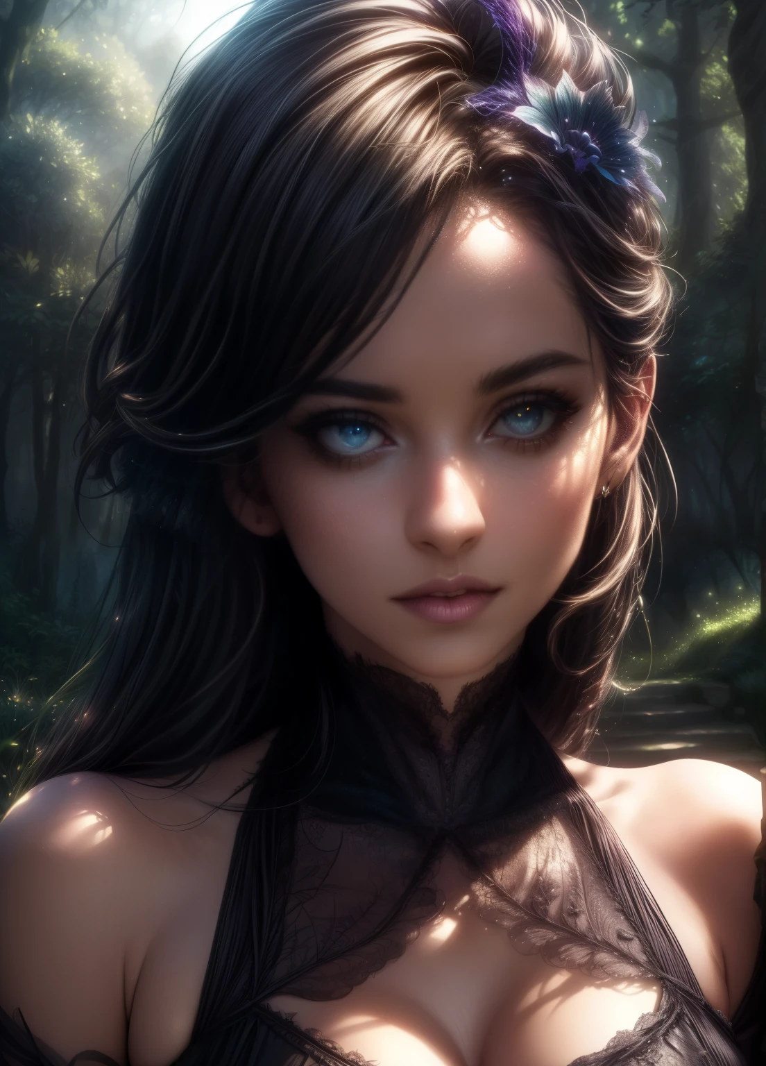 a magical enchanted forest, full moon rising from behind the hills, people wandering through the lush greenery, beautiful detailed eyes,beautiful detailed lips,extremely detailed eyes and face,longeyelashes, fantasy landscape, moody lighting, dramatic shadows, vibrant colors, intricate details, (best quality,4k,8k,highres,masterpiece:1.2),ultra-detailed,(realistic,photorealistic,photo-realistic:1.37),cinematic lighting,dramatic atmosphere,mystical,whimsical