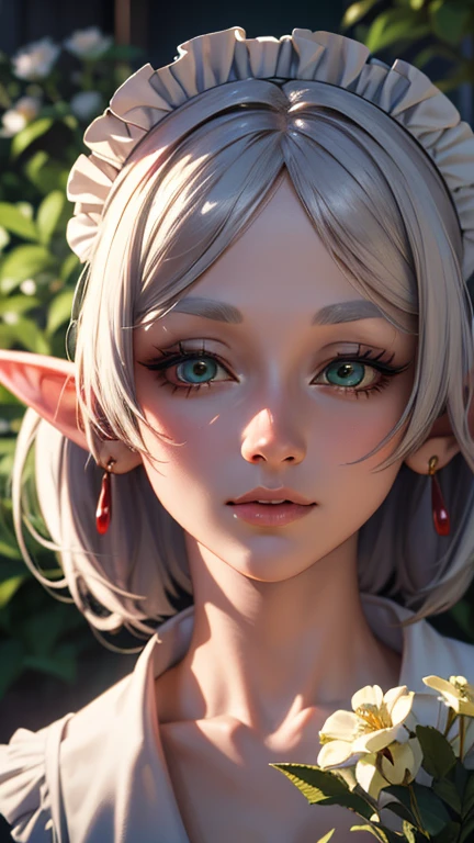 short white hair elf woman in fine dress