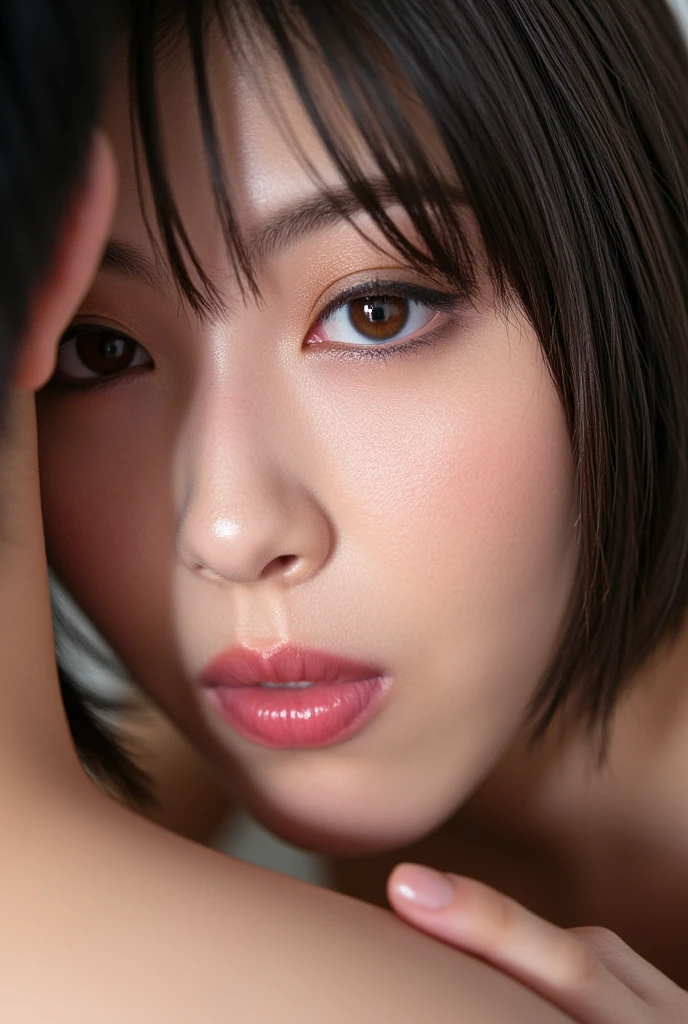 (Browsing Caution:1.3)、((Ejaculation face)),(Strong Ecstasy),((close your eyes,Open your mouth)),Brow wrinkles,Climax Face,(alone),Age 35,On the bed,fellatio,kneeling,Japanese women、One Woman、Slender figure,Shapely breasts,Light Brown Hair,Medium Hair,Realistic、Mature Woman,Realistic face、Face glistening with sweat、Sweaty skin,topless,
