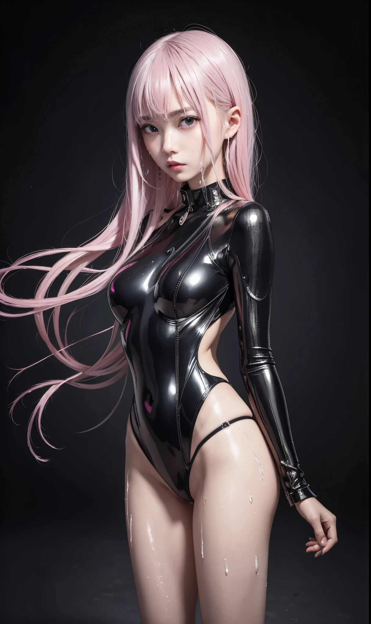 <lora:koreanDollLikeness_v10:0.6>, <lora:fashionGirl_v20SmallFileSize:0.6> unparalleled masterpiece, unity, ultra realistic 8k CG, perfect artwork, ((perfect female figure)), elf, adult, cute, big thigs,pink hair, absurdly long hair, green eyes, beautiful detailed eyes,standing, mature female, milf, narrow waist, chinese deity, looking at viewer, seductive posture, sexy pose, alluring, clean, beautiful face, pure face, pale skin, (pussy:0.8,pubic hair ),( small breasts, nsfw,puffy nipples), divine goddess, shiny skin, skindentation, lace, lace trim, lace-trimmed legwear, delicate pattern, intricate detail, (rich:2), prestige, gorgeous, luxury, royal palace, jewelry, gem, gold, silver, diamond, glint, sapphire, ruby, emerald, pearl, amber, obsidian,Close up portrait of a gorgeous girl, Leaning forward, beautiful hands,five fingers on one hand,bule skirt, pink panties,side tie panties,delicate pattern,intricate detail,(detailed facial features),(detailed clothes features),intricate underpants,Long leg,intricate earrings,intricate jewelry, headdress,<lora:reiNoPOOLShinjukuTokyo_test8:1>,(translucent glossy white latex highleg long sleeve bodysuit:1.7),yellow Hanfu:1.5,side tie panties,skin tight,Pendant,