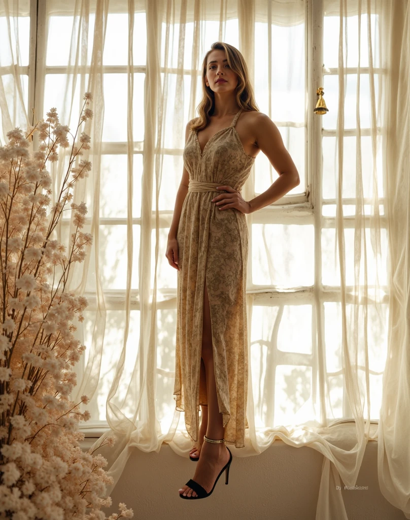 Margot Robbie Picture At home stands barefoot