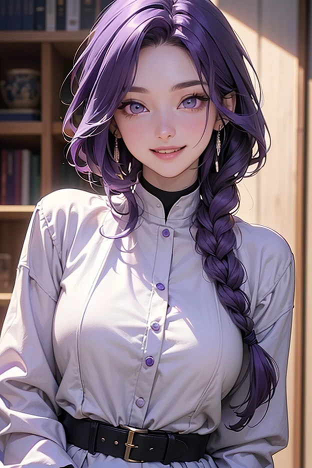 ((Hair color is purple : 1.3)), Her hairstyle is a bun(Chignon)A very large ribbon is tied to。When you remove the ribbon, your hair is long.。
With piercing eyes、The pupils may be dilated。
Tall and stylish、Being beautiful is admired by the same sex.、Even my grandpa is in love with me.。