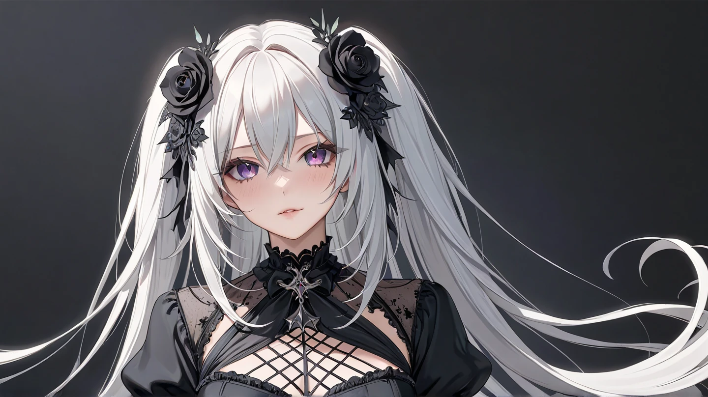Gothic aesthetic, 1girl, detail Eroguro, Gore detailes, Kawaii Details, only 5 fingers on each hand, dynamic angle, perfect anatomy, teeth sticking out of the neck with a tongue out, skull on top of head and blades protruding from shoulder,