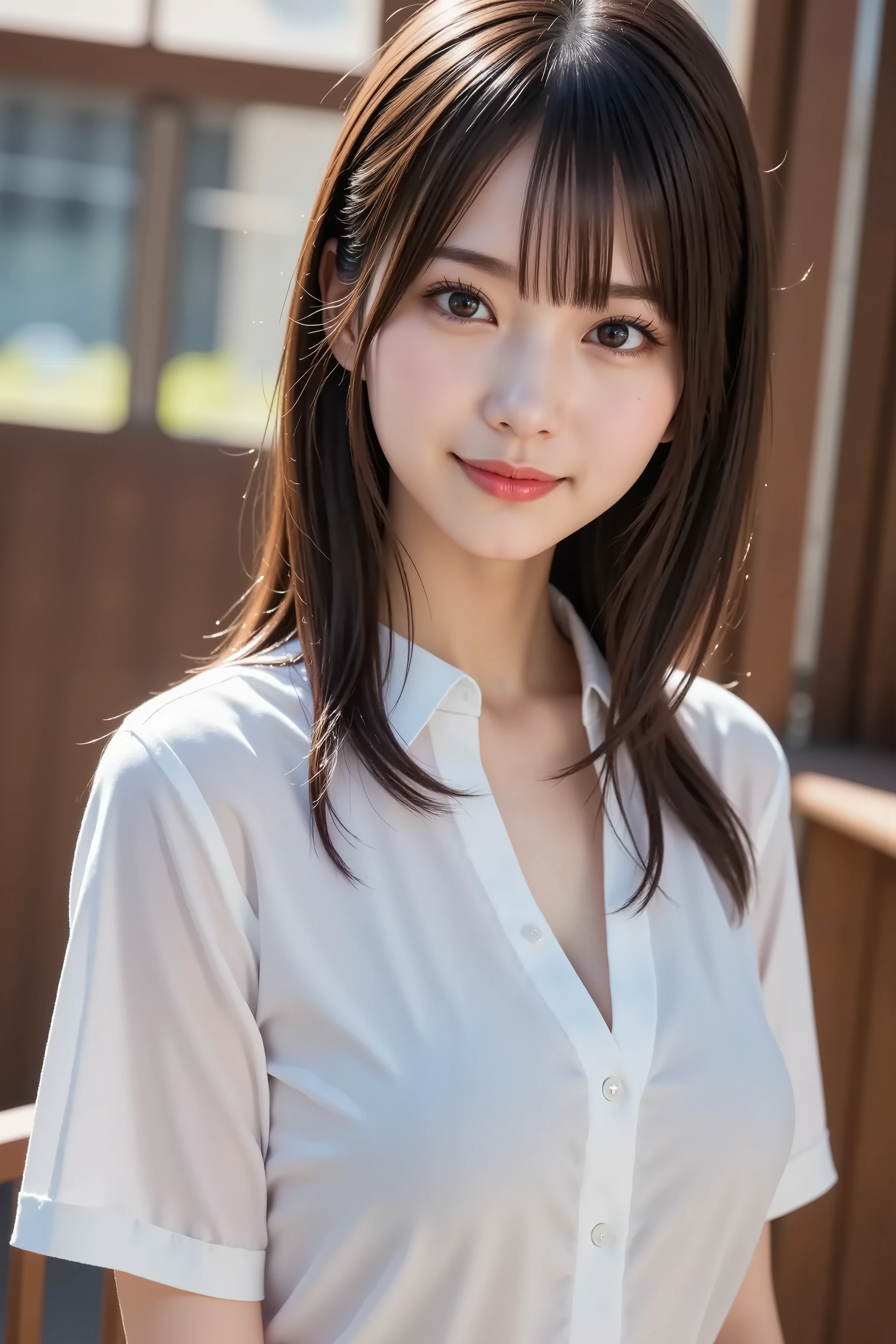 Arafed asian woman with long hair and white shirt posing for a picture ...