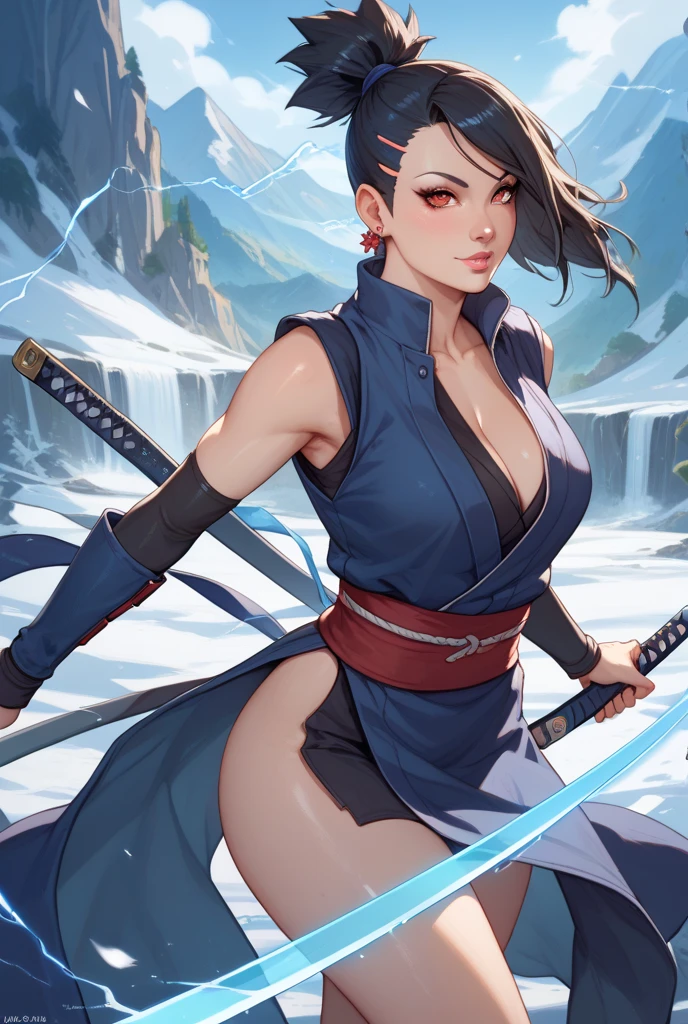 fast loose rough gesture chalk and pastel illustration style on Deviantart, by ((cartoon illustration)) art by Marco Mazzoni, by Eddie Mohrbacher, by Kawacy, ((fighter)), mage, solo, ((female)), solo, ((Magical character)), scales, tattoos, braids and buns hairstyle, character is reminiscent of Gears of War, wears, ((ripped sarong)) and ((ripped cloak)), standing, ((in centre)), viewer's pov, (((up shot))), gorgeous lights and shadow . fantasy, magic, shining . (((fit-to-frame:0.965)))
