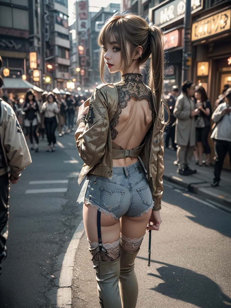 Girl in symbolic clothes of Gothic net,、Japan Female, sixteen years old、Little fat woman、(((nudde)))、tiny chest、A sexy、appearance、drooing eyes、pony tail hairstyle、、astonished face、flabbergasted、Best Quality, full-face blush, , frontage、Behind,. pile-driver. (thighs thighs thighs thighs),(((sticking her butt out: 1.2))), Troubled face, Viewer Viewing, Wet buttocks,, (((Wet genitals))), big butts、(((Intersection in Shibuya)))、((((Stand up and turn your ass to taunt)))、(((Show)))、Show your