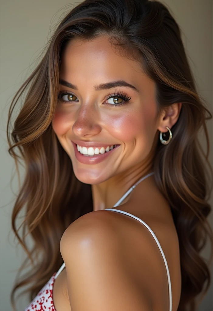 1 Hanna, in a tight dress, smiling