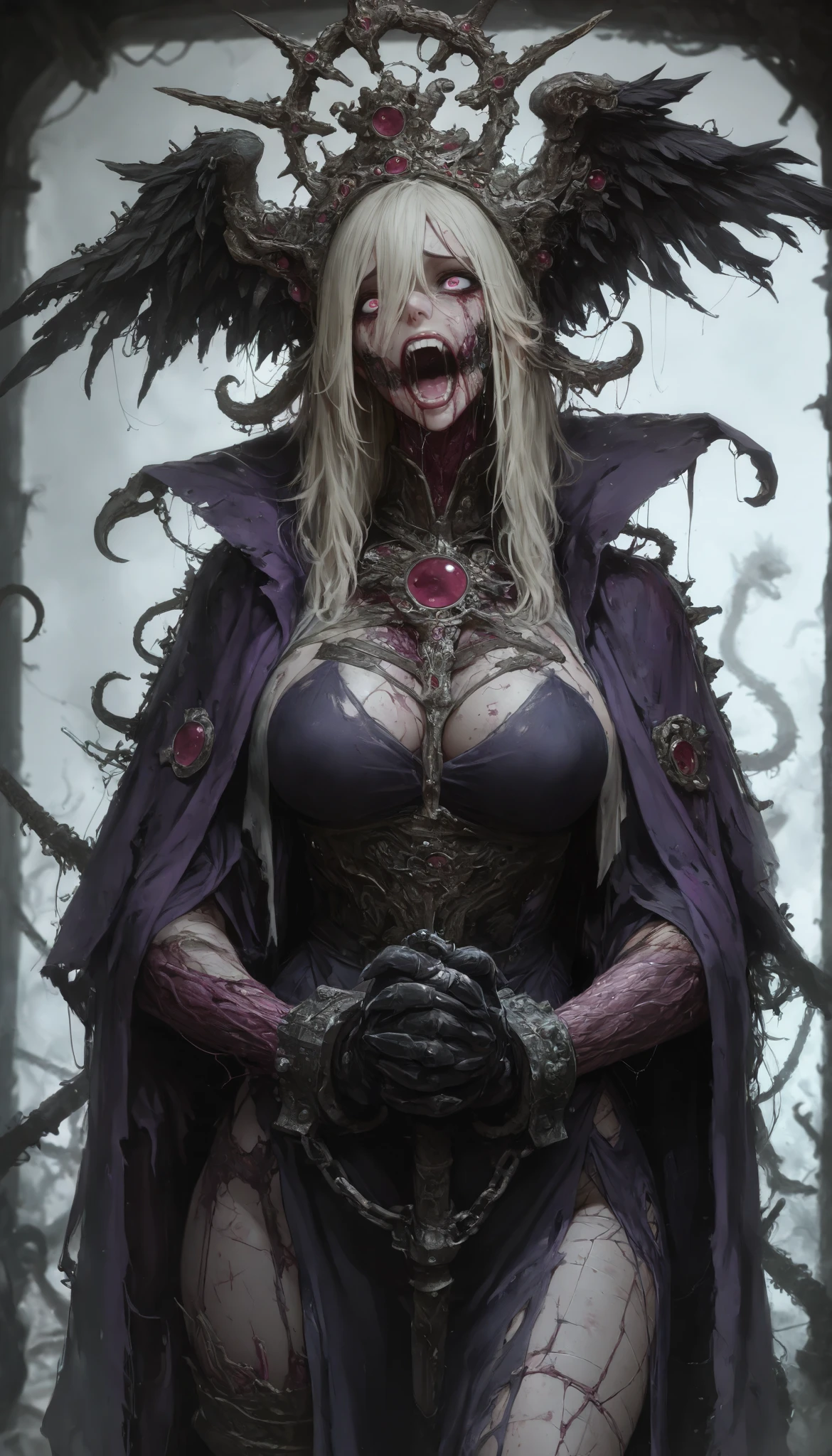 Create a highly detailed and terrifying image of a Mimic chest monster. The Mimic should resemble a traditional treasure chest at first glance, with ornate woodwork and metal reinforcements. However, the chest should be partially open, revealing sharp, menacing teeth lining the inside of the lid. The lid should be split into a monstrous mouth, with a long, slimy tongue lashing out. The eyes of the Mimic should be glowing ominously, either embedded in the wood or appearing on the lid, giving it a menacing, predatory look.
The setting should be a dimly lit dungeon with cobblestone floors and walls. Scatter gold coins, jewels, and other treasures around the Mimic to emphasize the trap. Add eerie lighting and shadows to enhance the creepy and dangerous atmosphere. Ensure there are no humans or human-like figures in the image. The overall scene should evoke a sense of dread and caution, capturing the essence of a Mimic ready to strike at unsuspecting adventurers.Nothing in the chest monster