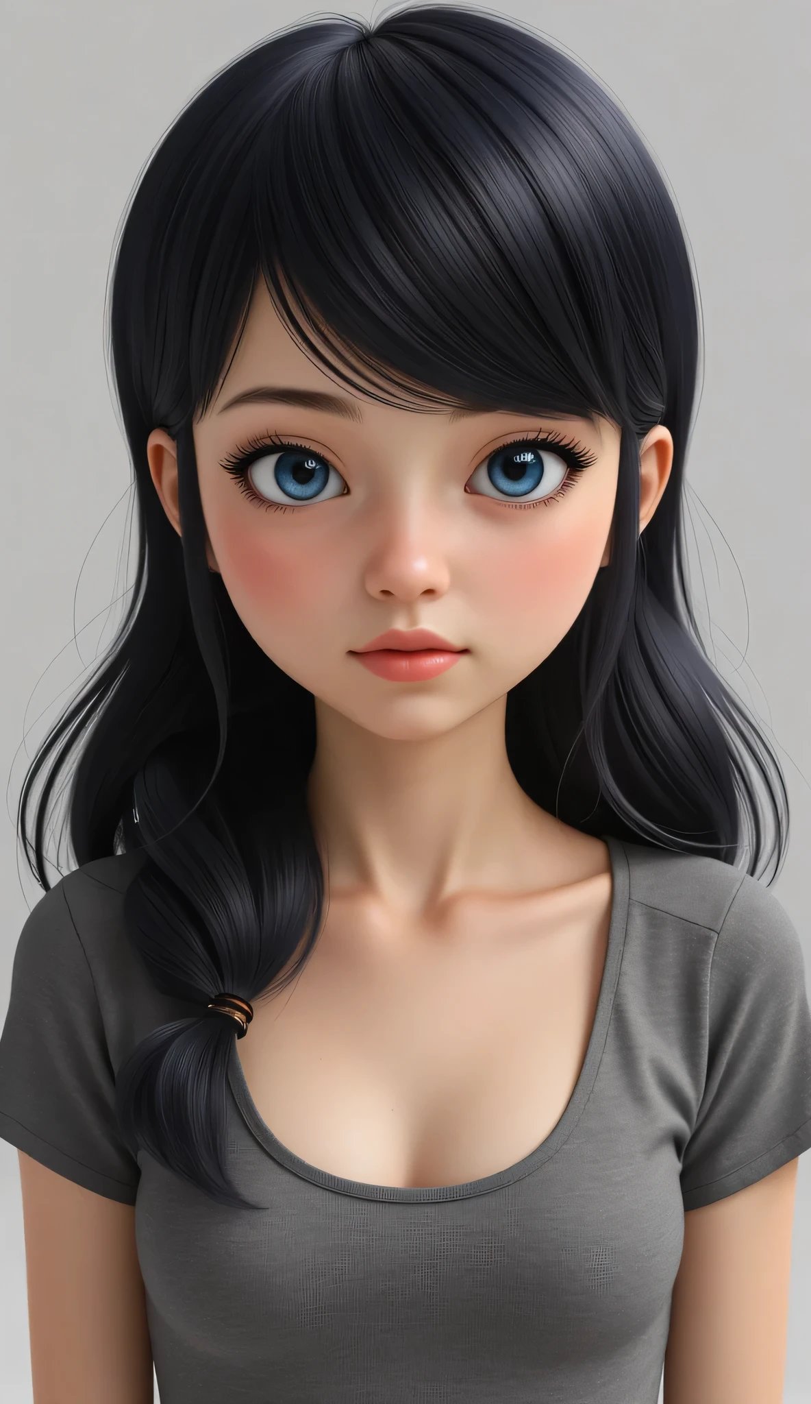 1girl, Solo, High Resolution, Masterpiece, Accurate, Anatomically Correct, Best Quality, High Details, High Quality, black hair, blue eyes, tween, realistic 