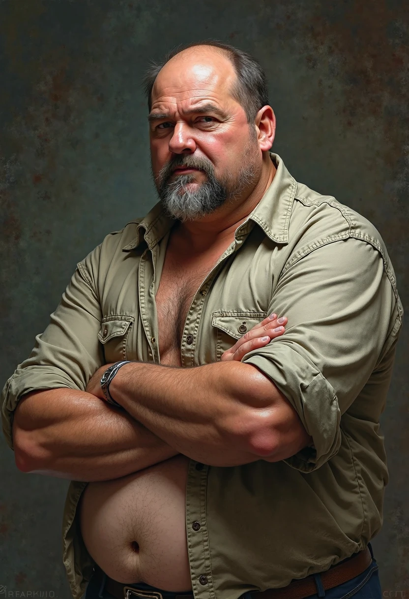 An intense cimenatic scene, featuring a Samoan 50yo rugged and gritty real-life setting, with an adult man (rugged, dadbod, beer gut, chub, hairy (stocky)) in dirty tighty whities (skidmarks) standing in low-key lighting. The atmosphere is dark and grungy, with a sense of raw energy emanating from the environment.