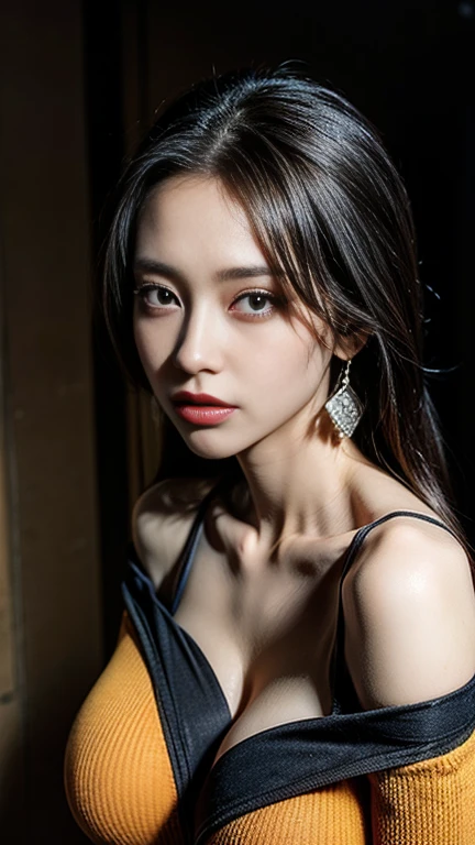 (nsfw:-2), (realistic, photo-realistic:1.4), (masterpiece, best quality:1.2), RAW photo, high resolution, intricate details, extremely detailed, realistic and sharp details, cinematic lighting, portrait, face focus, (bust shot:1.5), frontal photography, solo, 1girl, a Japanese woman, (detailed face, beautiful detailed eyes, sophisticated nose), pale skin, collarbone, necklace, jewelry, (medium breasts, cleavage), (black lingerie, tiny bra, tiny thong, thin strap, sleeveless:1.5), photo background, indoors,,,[Mizuki Yamashita, Nogizaka46]