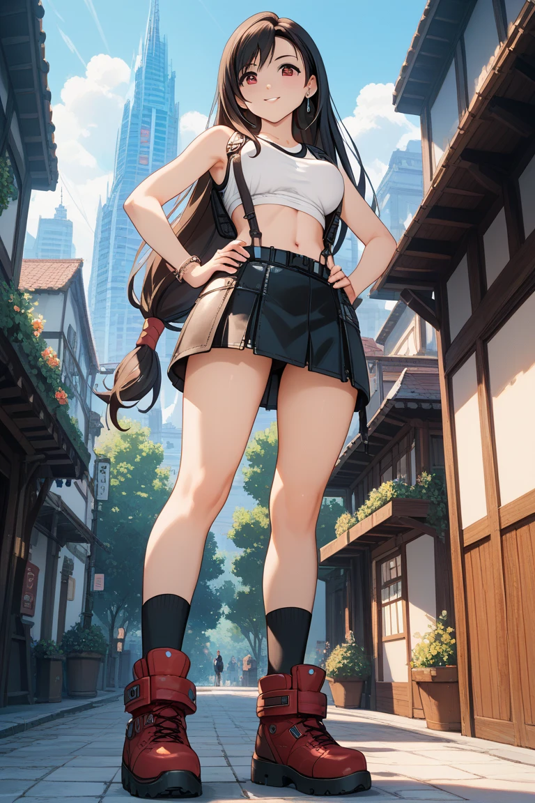 (masterpiece) highest quality, Very detailed, Ultra-realistic, 、Brown Hair、、City、、sportswear、panties、ass.behind、.Sleeveless
