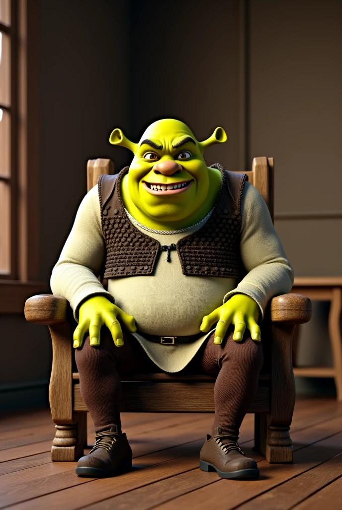 (work of art, best qualityer), details Intricate, Shrek sitting facing forward in a rustic armchair, relaxed posture, with your arms supporting your head on the back of the chair. He has his eyes closed and a happy expression on his face., enjoying the moment of tranquility. Next to the armchair, there is a small table, on which rest a folded newspaper and a cup of steaming coffee. soft lighting, hight contrast, detailed textures, swirly vibrant colors, cozy atmosphere with swamp elements, 8 k quality, refined art, SDXL mode, active upscale.






