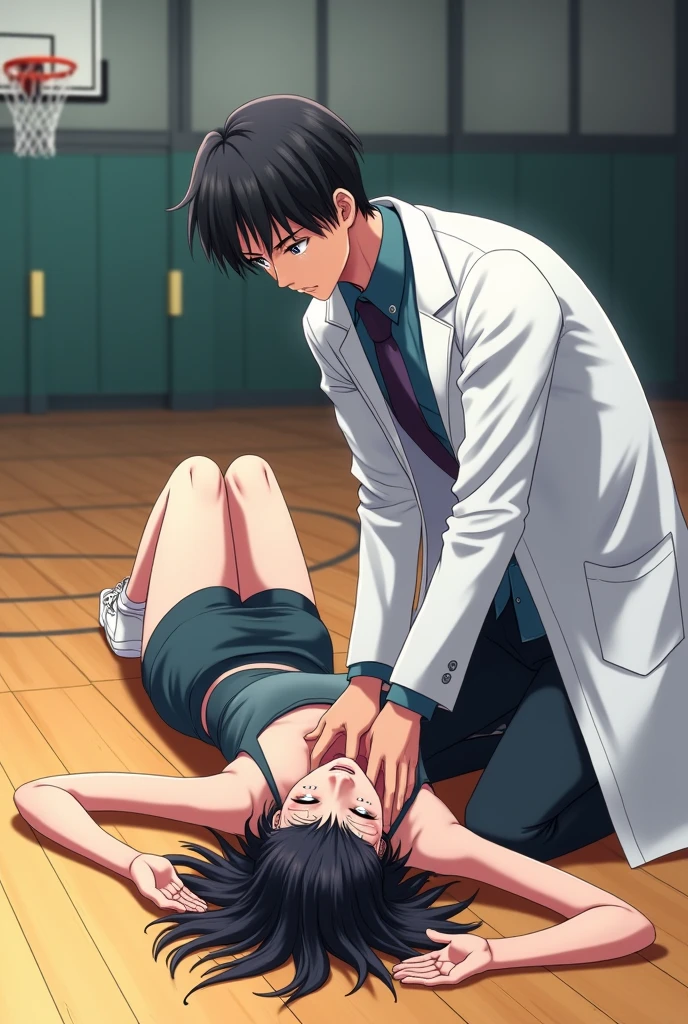 1boy、Handsome Men、Japanese male, 、Completely naked、Full nudity、erection、Huge penis、Highest quality、Realistic、beautiful、Sad look、Being examined at a hospital、A doctor in a white coat next to me、Arms above head、Photo Quality