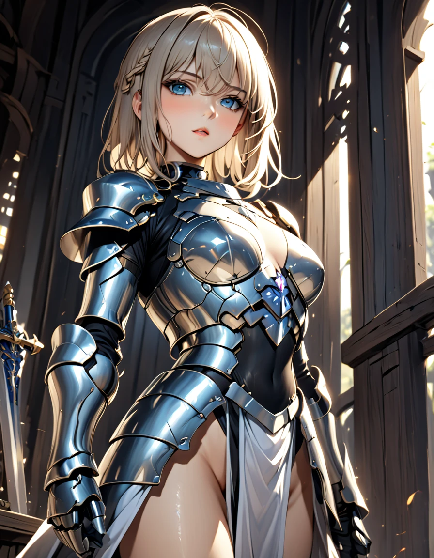 (Adult women:1.5)、Very detailed、highest quality、Best image quality、masterpiece、8k、Anime Face、A kind smile、(Open your mouth:1.parkling blue eyes、(Blonde Wavy Hair:1.5)、、Muscles of the whole body、(High leg:1.5)、(Thigh belt:1.5)、(Wearing platinum bikini armor:1.5)、(Cowboy Shot:1.5)、(Leg armor:1.5)、(Wearing a helmet:1.5)、(Hands on hips:1.5)