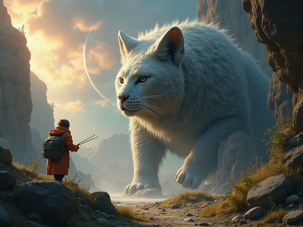 Cat with one man