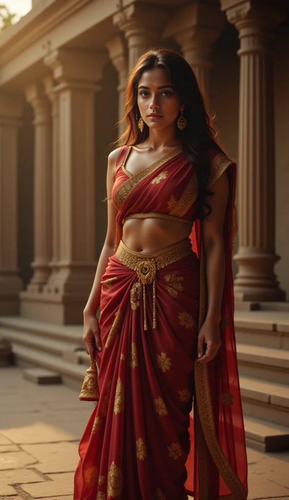 Indian temple, 8k resolution, cute girl, very detailed, realistic face