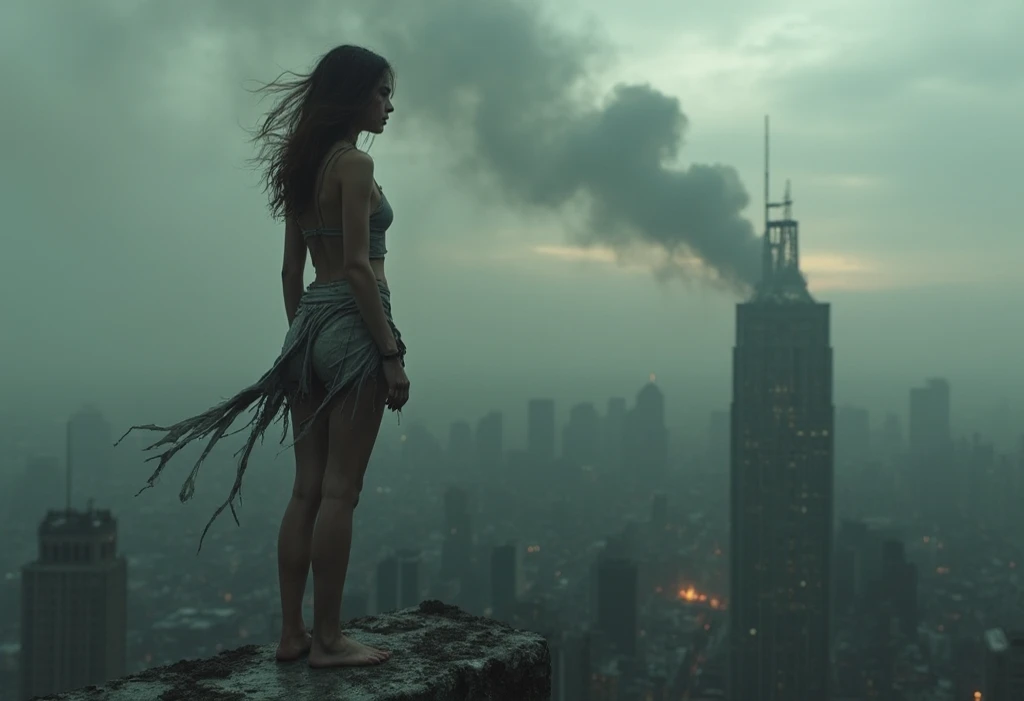 flies above the ground high above the city aura of magic very thin skinny girl. naked in heels thin thin legs. . naked in a cave in the dark. Darkness around. It's dark all around,