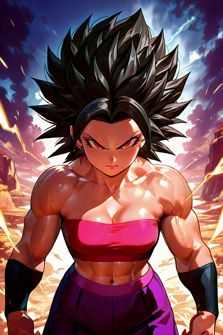 best saiyan, beast form, red eyes, looking at the camera, smiling showing teeth, white background,