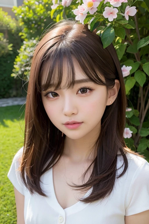 ((cute日本の女の子、beautiful japanese girl、1 girl、19 years old、ponytail、Highly detailed face and skin texture、super detailed face、highly detailed eyes、Lee Hong、blush、close-up of woman、front、 from the neck up、cute、Highly detailed face and skin texture、smooth white skin、Transparent skin texture、))、(dark brown hair)、looking at camera、sharp focus:1.2、beautiful woman with perfect style:1.4、japanese model、young gravure idol、若いcuteグラビアアイドル、Realistic young gravure idol、sophisticated gravure idol、((highest quality、8k、masterpiece:1.5、1photograph))、(4k、RAWphotograph、highest quality)、Place a person on the other side of the screen、Natural light、professional lighting、(realistic、フォトrealistic:1.5)、