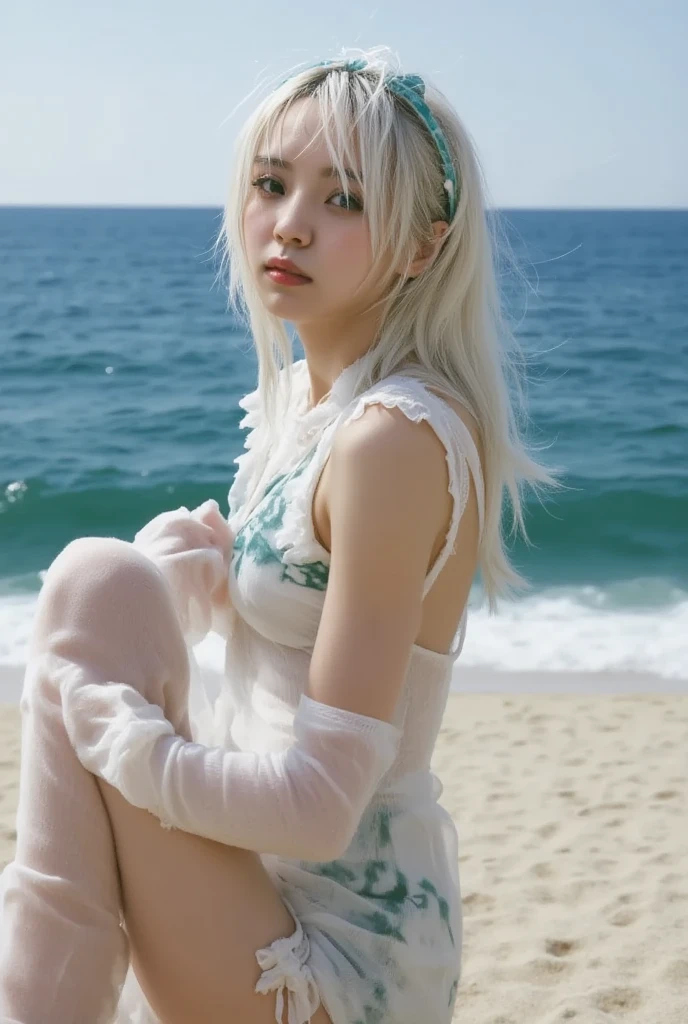 One 20 year old busty white woman。Sex slave。The white woman is crying in fear。The white woman has short hair。The white woman has golden hair。He was beaten and has scars on his face。
Having sex with multiple hairy, ugly men。rape。rape。
The location is the beach。