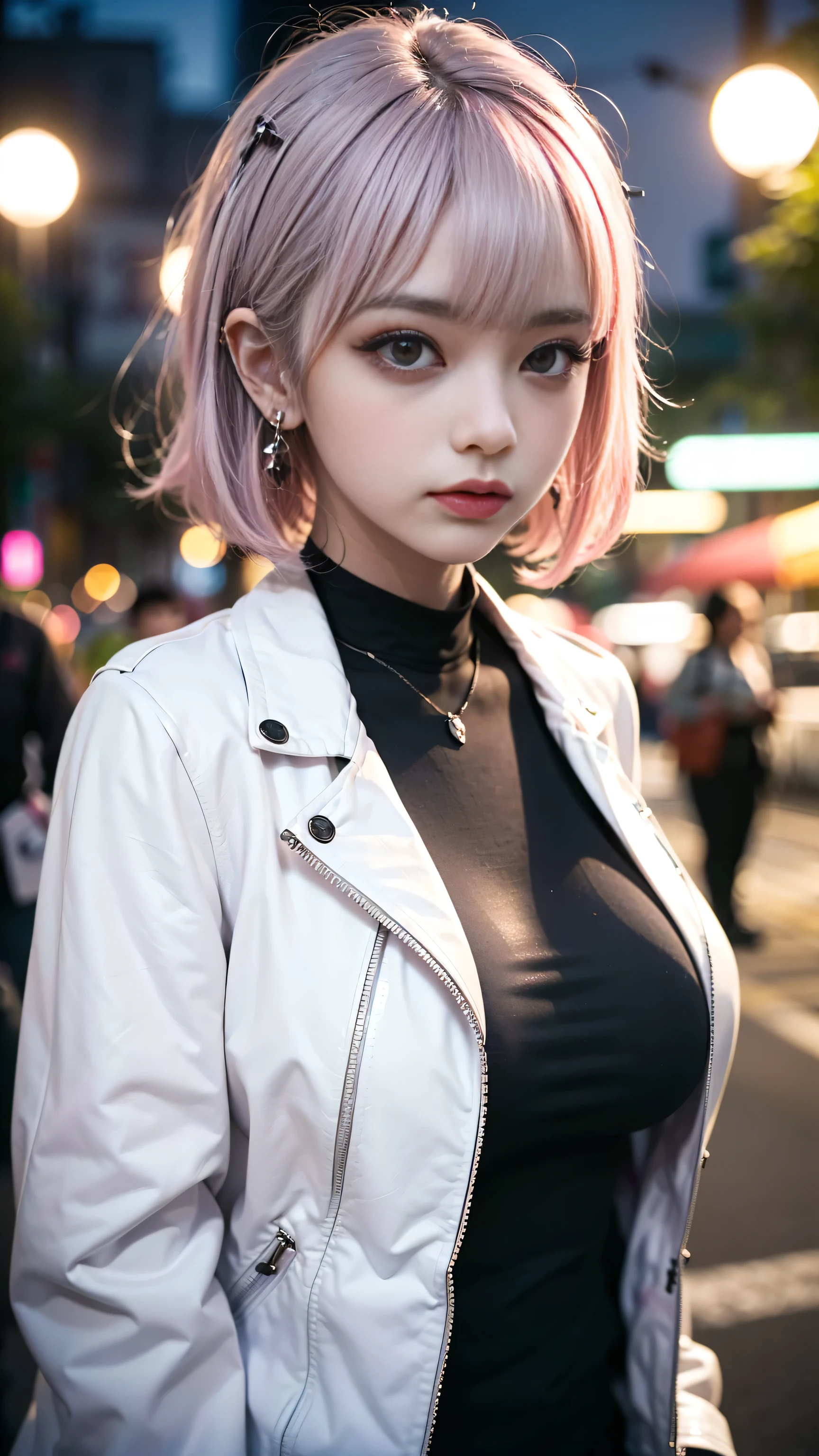 The best work, perfectly illustrated down to the smallest detail、16K ultra-high resolution stills、super image quality、beautiful woman like a goddess、polar bear behind one young woman
((Big Breasts:1.6))(((heavy makeup、Long Lashes、double eyelids、Narrow eyes、small, cool face、、bangs、)))
((and took a picture at the park at night、she's wearing a white leather jacket、それとblackピチピチパンツを着て、blackT shirt、I'm wearing my clothes perfectly))
(red and pink gradient hair、 short hair、 white hair、earrings、 cool face、Slightly grumpy face、Breasts that spread big to the side:1.9、)