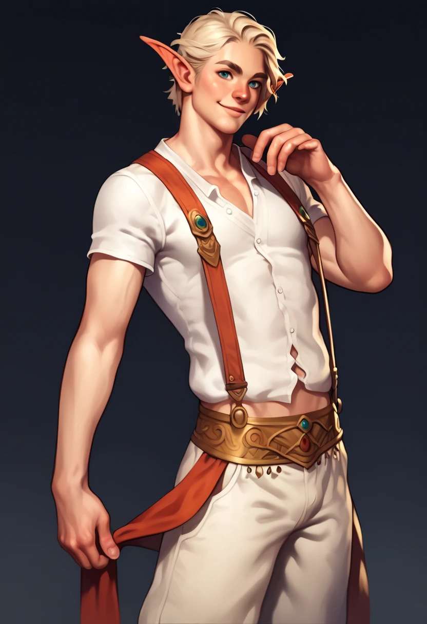masterpiece,best quality,(ultra detailed:1.3), <lora:JowyAterides_Suikoden2V1.1:1>,JowyAtreides, blonde hair, low ponytail, standing on castle wall at night, 1boy, blue shirt, white pants, yellow belt,sleeveless, sad, perfect shadows