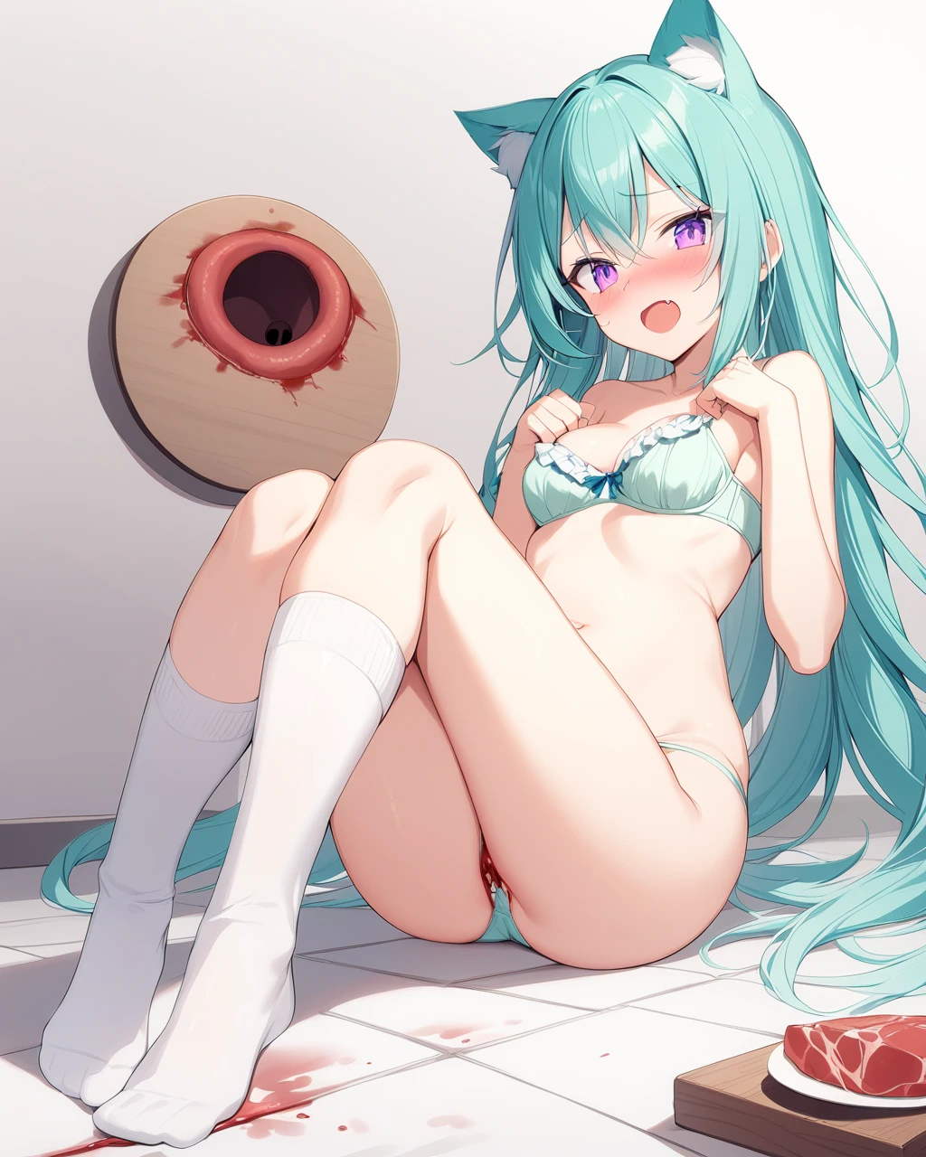 NSFW，miku hatsune，Coat on naked，Back alley，vaginal，sex，perspiring，crowd， girl，gangbang，5boy，(excessive cum:1.5)，afterglow，legs up，spread pussy，Rape，afterglow:1.3，lie down in a puddle，very heavy rain，Body getting wet，empty can，rubbish，Antiquarian magazines，weeds，