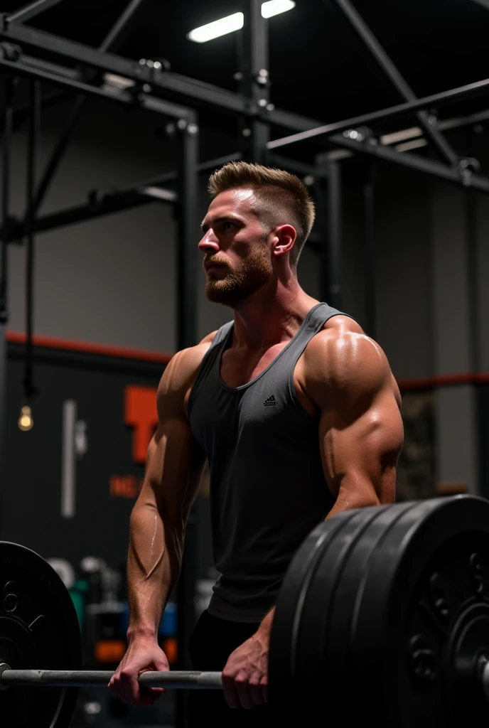 People bound with chains with many weights.