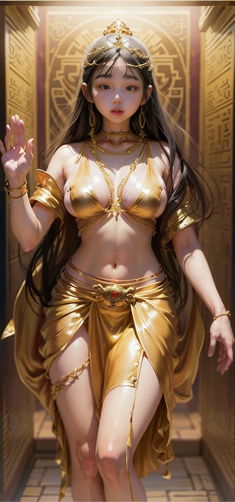 Fatty ass Al lat muslim goddess, gangbang, surrounded by hindu men