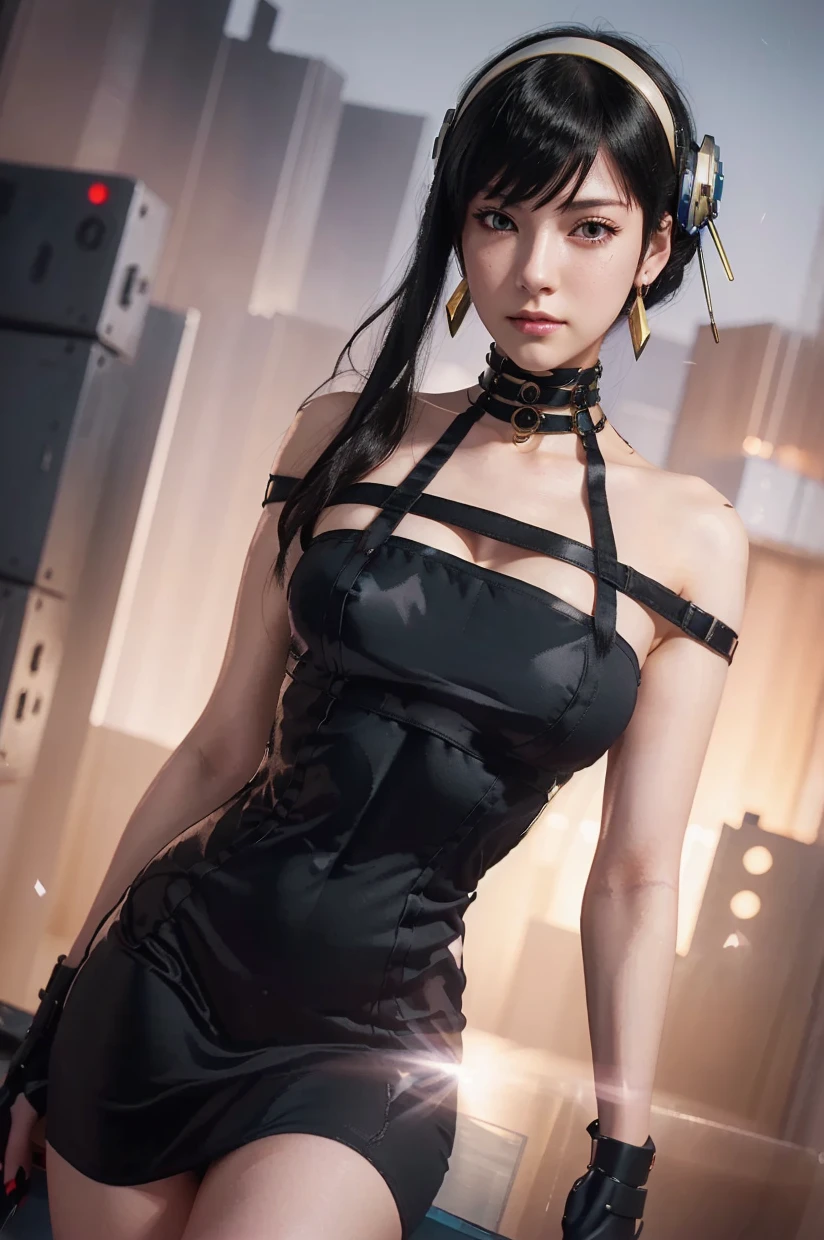 (best quality, detailed background, highres, absurdres, bloom, disheveled hair, shiny hair, exposed in lighting, bright pupils),
1girl, focus on leg, earpiece, long hair, silver hair, large_breasts, action_pose, standing, arms behind back, stage, spotlight, glass ceiling,
shenhe \(genshin impact\), hair_ornament, hair over one eye, designer dress, dutch_angle, upper body,