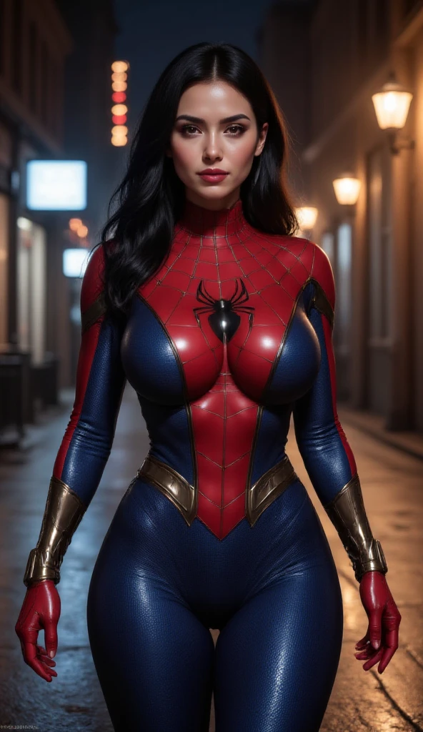 best quality raw photo of Mary Mouser as a movie star, (inside of a spacehulk:1.2), (organic:1.2), (spider-gwen costume:1.2),(big breasts:1.2), (dark moody ambience:1.2), (masterpiece:1.2), (photorealistic:1.2), (bokeh), (best quality), (detailed skin:1.2), (intricate details), (nighttime), (8k) ,(HDR), (cinematic lighting), (sharp focus), (looking at the camera:1.1), (closeup portrait:1.2), (inspired by h.r. giger:1.1), nsfw, breasts, (m4ry)