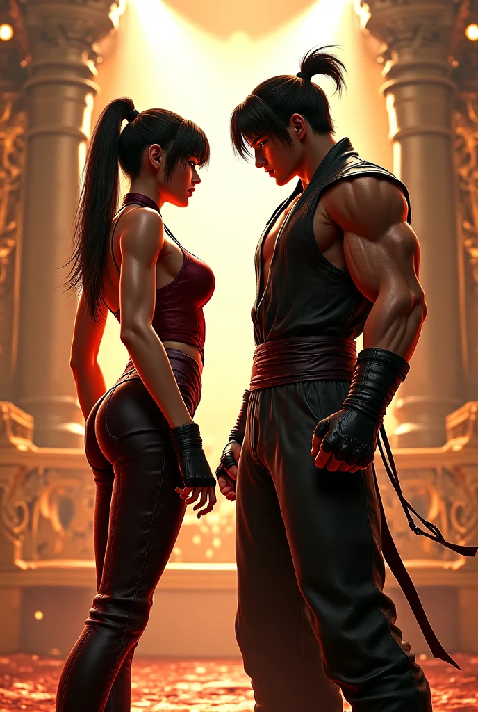 2 People, Asuka Kazama(woman) vs Marshall Law(man), Tekken, Best image, perfect anatomy, Full HD, masterpiece.