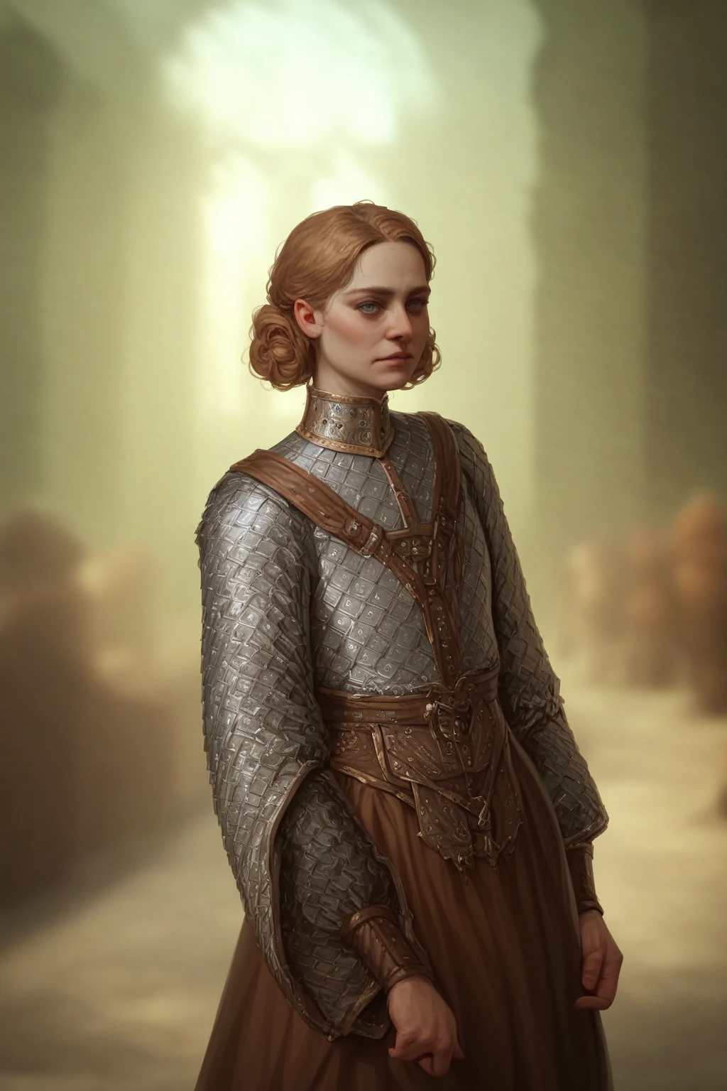 a man in medieval clothes,  portrait, (very blurred background,  medieval ). 