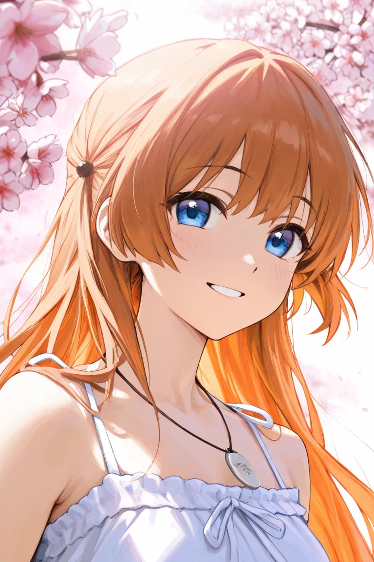 (masterpiece, best_quality:1.2), high resolution illustration, textile shading, extremely detailed, by yoneyama mai, by mika pikazo, souryuu_asuka_langley, solo, smile, detailed beautiful face, blue eyes, perfect detailed eyes, colorful, eyes designed by Ilya Kuvshinov style, strong will, red hair, intricate details hair, hair billowing in the gentle breeze, (perfect hands, perfect anatomy), upper body, (off shoulder), feminine, insanely detailed white sundress, lace, expressive eyes and sexy cleavage, warrior's rest, surrounded by Red Tulips, Wild Rose, Sunflower, full bloom, summer, clear blue sky, blazing summer sun,  [(details:1.2): [ (many small details:1.3) : [ (many ultrasmall details: 1.2):(very detailed ultrasmall edges and microrelief:1.5):0.7 ]: 0.4 ] :0.2], dynamic angle, upside-down, face focus, bokeh, film grain, <lora:add-detail-xl:1.5>,
