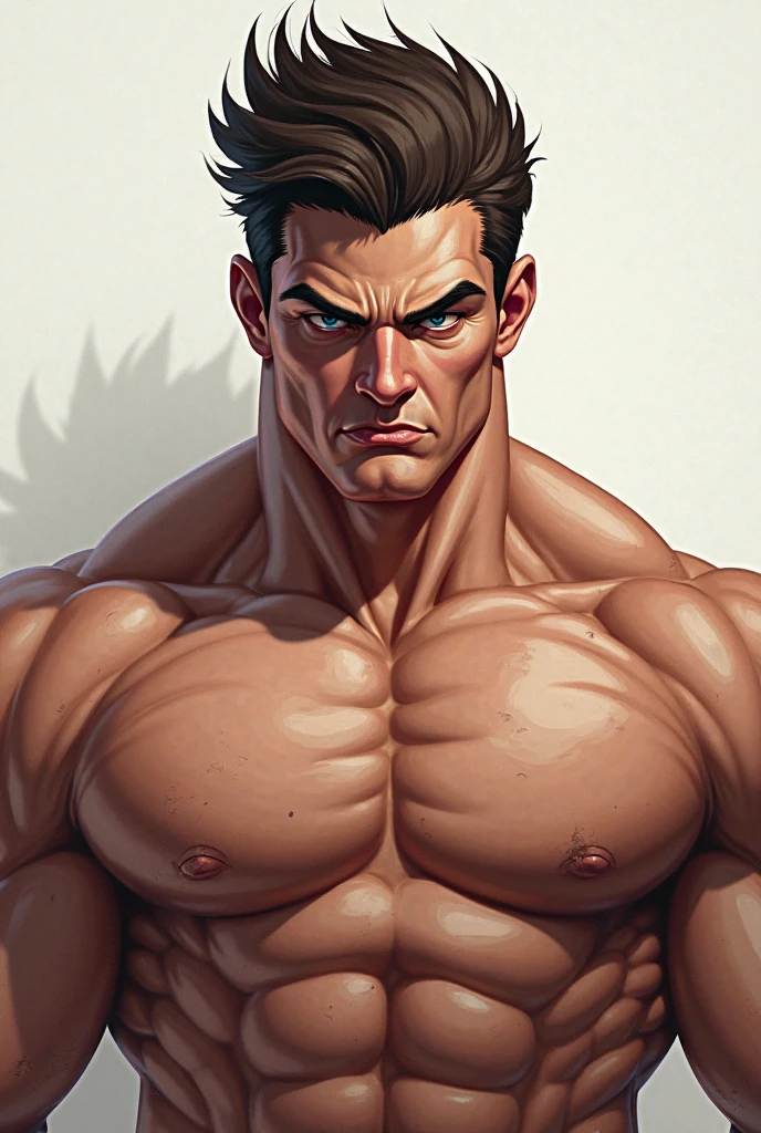 portrait, solo, upper body, cowboy shot, dynamic pose, dynamic camera angle, bodybuilding pose, looking at viewer, detailed face, 1boy, man, Arnold Schwarzenegger, arnoldyoung, round shoulder, exaggerated proportions, large trapezius, wide lats, chiselled face, strong jaw, smile, (muscular:1.7), baki, baki hanma, inspired by Keisuke Itagaki, <lora:sd-No.410cover:0.3> <lora:ARWArnoldYoung:0.8>