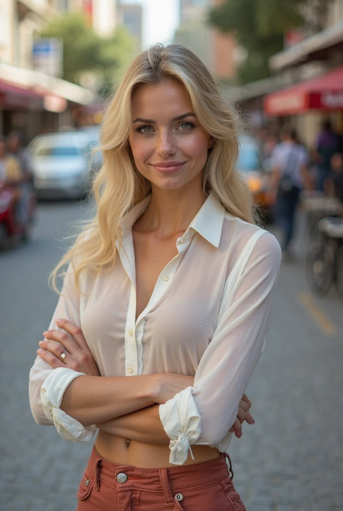 Professional, (4K photos:1.1) in door (Jeremy Lipking:0.3), (Anna Ditmann:0.3), (Arian mark:0.3), (Sharp Focus:1.3), high detailing, Wearing (Low cut shirt:1.2), beautifull detailed face, Hazel eyes, Long Blonde Hair, (attractive young woman:1.3), (Seductive:1.1), (Blushing:1.1), Hourglass body shape, Big round big, Wide chic hips, Blonde goddess, tight outfit, tight outfit, seductively smiling, Pretty Face, perfect gray hair girl, Satisfying Pose, cute seductive smile, Beautiful blonde girl, Good young girl, beautiful angle, Engaging pose, Cute Girl, Sexy Pose, a gorgeous blonde, fully body photo, Full body, full body photographed, Wearing a black skirt and boots at the mall