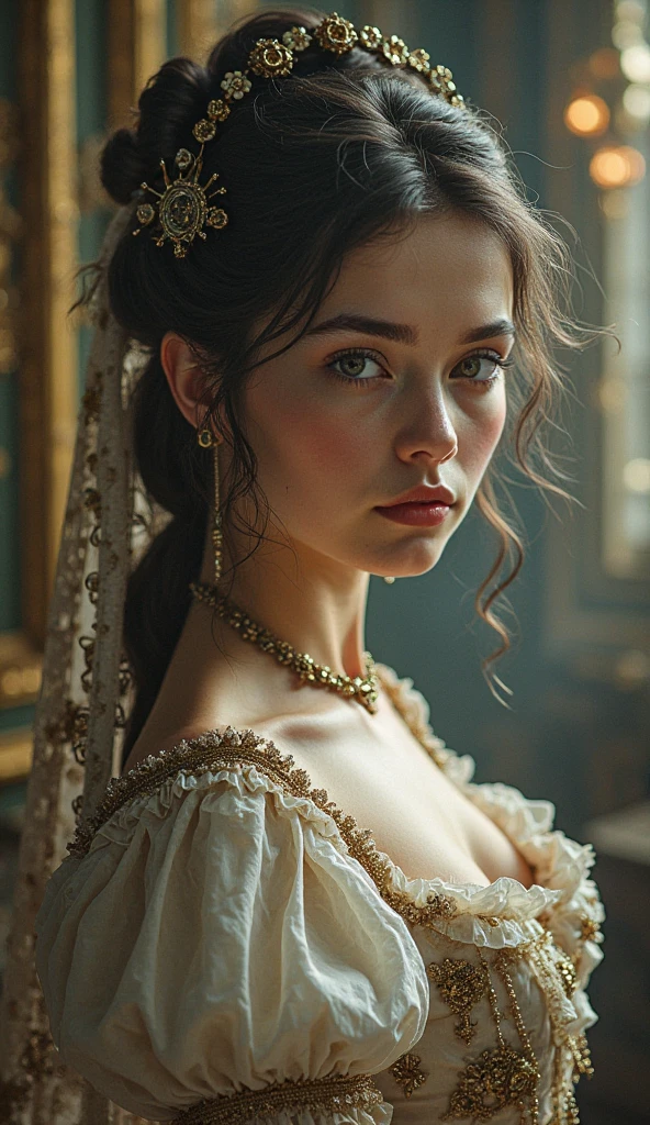 A very beautiful woman in 19th century Europe, whole body