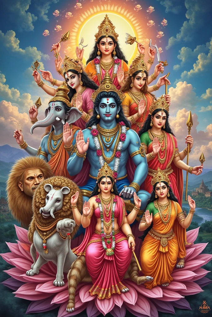 For a Puranic story-themed Ganpati decoration, you can create cardboard cutouts of characters from the following famous story from Hindu mythology:
### **Story: The Birth of Lord Ganesha**
This story depicts how Lord Ganesha was created by Goddess Parvati and his subsequent encounter with Lord Shiva.
#### **Characters to Create with Cardboard:**
1. **Goddess Parvati**: The mother of Ganesha, depicted with a serene face, holding a lotus or seated on a lion.
2. **Lord Shiva**: The father of Ganesha, shown with his trident (trishul), snake around his neck, and crescent moon on his head.
3. **Lord Ganesha**: As a child, with an elephant head, pot-bellied, holding modaks (sweets), a small axe, and a lotus.
4. **Nandi**: The bull of Lord Shiva, often shown as a devoted and strong protector.
5. **Karttikeya**: Ganesha's brother, depicted with a peacock mount, often holding a spear.
6. **Goddess Ganga**: The river goddess, shown flowing or as a serene figure near Lord Shiva.
7. **Sage Narada**: The celestial sage, depicted with a veena (musical instrument) and a wise expression.
8. **Attendants of Parvati**: You can create a few generic figures as attendants of Parvati who helped her during the story.
#### **The Story:**
Goddess Parvati once decided to create a son from the sandalwood paste she used for her bath. She shaped the paste into a boy and breathed life into it, creating Ganesha. She instructed him to guard the entrance while she took a bath.
Lord Shiva, unaware that the boy was his son, tried to enter but was stopped by Ganesha. Angered by this, Shiva beheaded Ganesha with his trident. When Parvati learned of this, she was heartbroken and furious. To appease her, Lord Shiva promised to bring Ganesha back to life. He ordered his followers to bring the head of the first living being they encountered. They found an elephant and brought its head, which Shiva attached to Ganesha's body, bringing him back to life.
Ganesha was then blessed by all the gods and was d