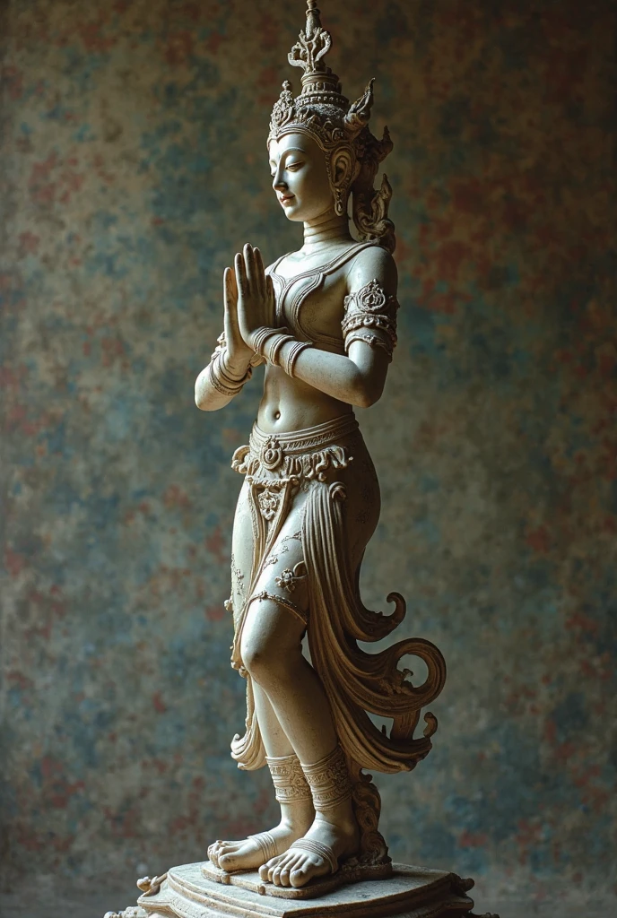 A large poster and beautiful frames with fully.the beautiful woman danceing statue with mahogany colour .Details body parts.there are carved wooden .highly detailed carvings, Mahogany colour.Bagan Myanmar.3D