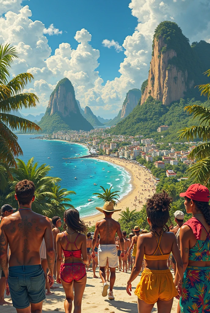 create images 100% cariocas with references from rio de janeiro for gifts from a marketing agency called Rio Vibe Marketing with Royal Blue Represents confidence and creativity. lime green conveys energy and youth.
Vibrant Orange - Connotes creativity and dynamism. having an original and realistic artwork. having Rio de Janeiro landmarks like Sugarloaf Mountain, corcovado, Copacabana in focus with increasing dynamism and youthfulness. Having a 100% image% realistic to Rio de Janeiro. put details 100% focused on rio de janeiro!