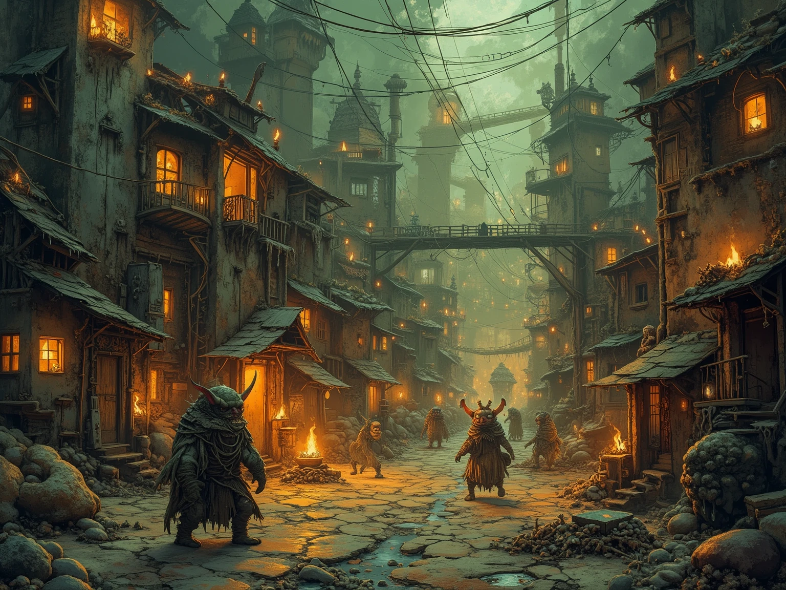 80s retro, Chinese elements, Chinese zombies, charms, dimly lit hallways, small spaces, horror elements, scratches, oil paintings, stains, brush strokes, mottling, dull colors, low saturation, backlighting, bottom lighting, high contrast, rough