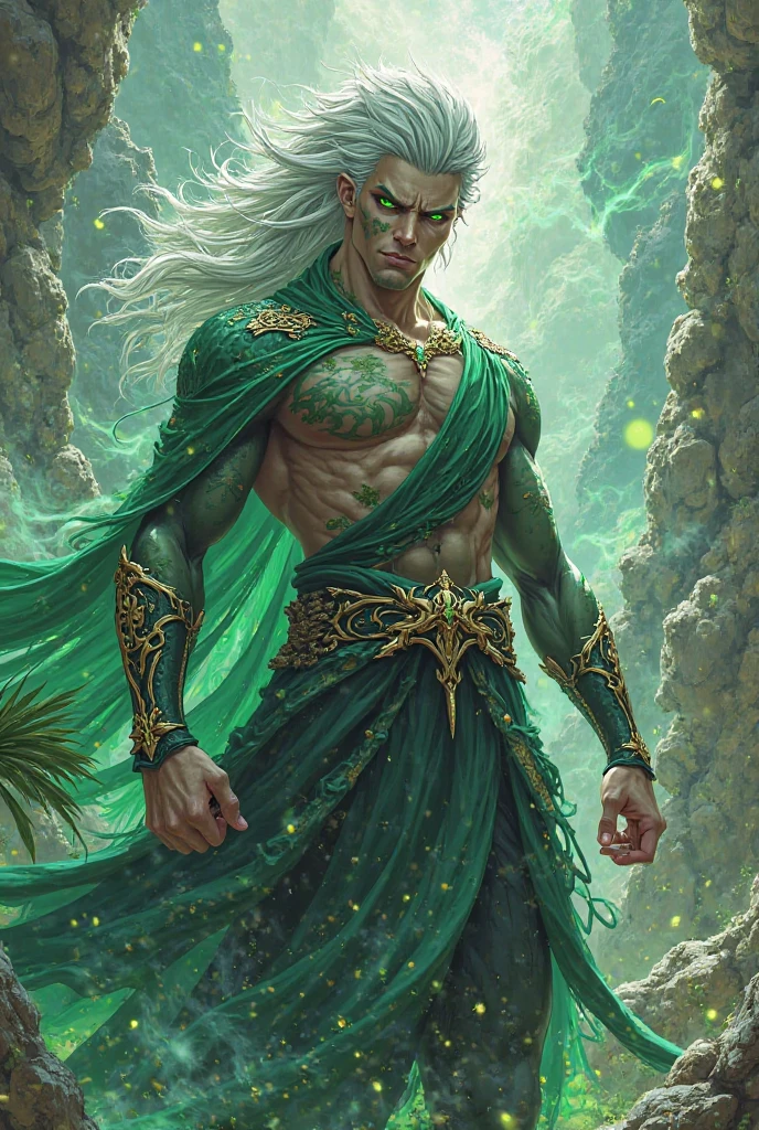 draw an ancient arcane looking sarcophagus, it is decorated by mysterious runes and green magical looking stones, inside are the preserved remains of a strange looking elf, it is well preserved but there is something slightly alien about him, there seems to be this web like tissue connecting him to the sarcophagus, in 4k high detail high quality deviant art artstation pixiv RPG fantasy anime style in a white empty background