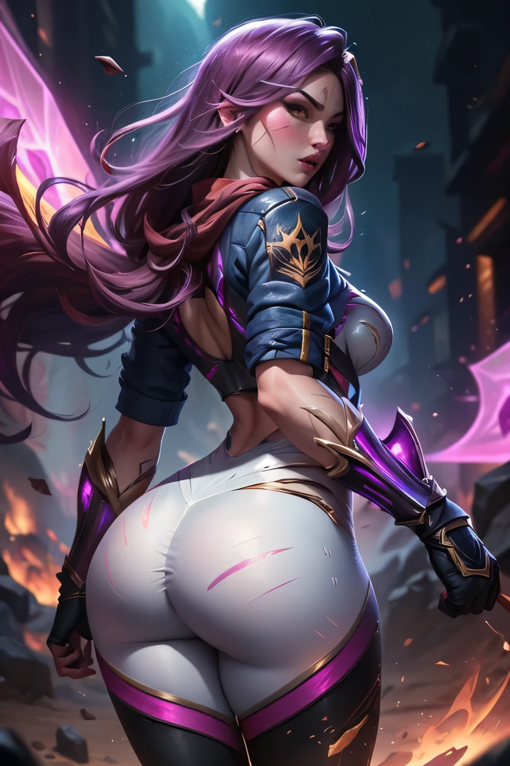 kaisa league of legends, k/DA All Out kai'sa, perfect ass, wearing white leggings