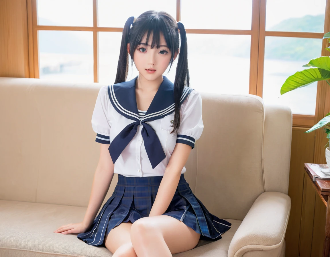 (NSFW)、((((One Cute Girl:1.5)))), ((((Solo)))),
16-year-old schoolgirl,japanes、 full length, Sailor Suit, medium breasts, Cute smiling face, semi long hair, A dark-haired, Black colored eyes, Side view, School, crass room, sit a chair, (((((Self skirt lift-up °:1.5)))))、(((((Pull up your skirt yourself)))))、(((((White panties shooting:1.5)))))、(((((white panties:1.5)))))、(((((Show panties:1.5)))))、masutepiece, Very fine and beautiful, Ultra High Resolution 8K, of the highest quality, Latest Images, Canon Camera, Raw description: School Girl, Fine hair, Clear skin, moist lips, Professional quality images, masutepiece, Very realistic.